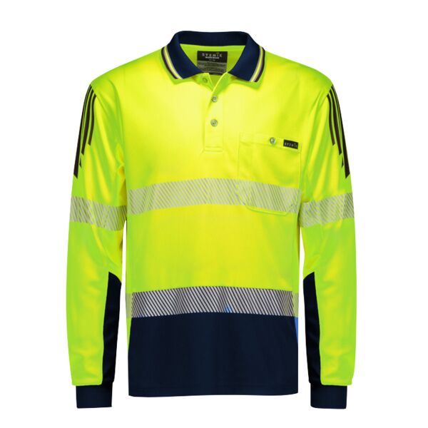 Mens Hi Vis Flux Segmented Tape Long Sleeve Polo Thumbnail